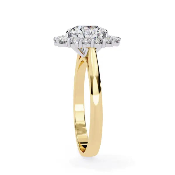 Round Halo with Cathedral Engagement Ring